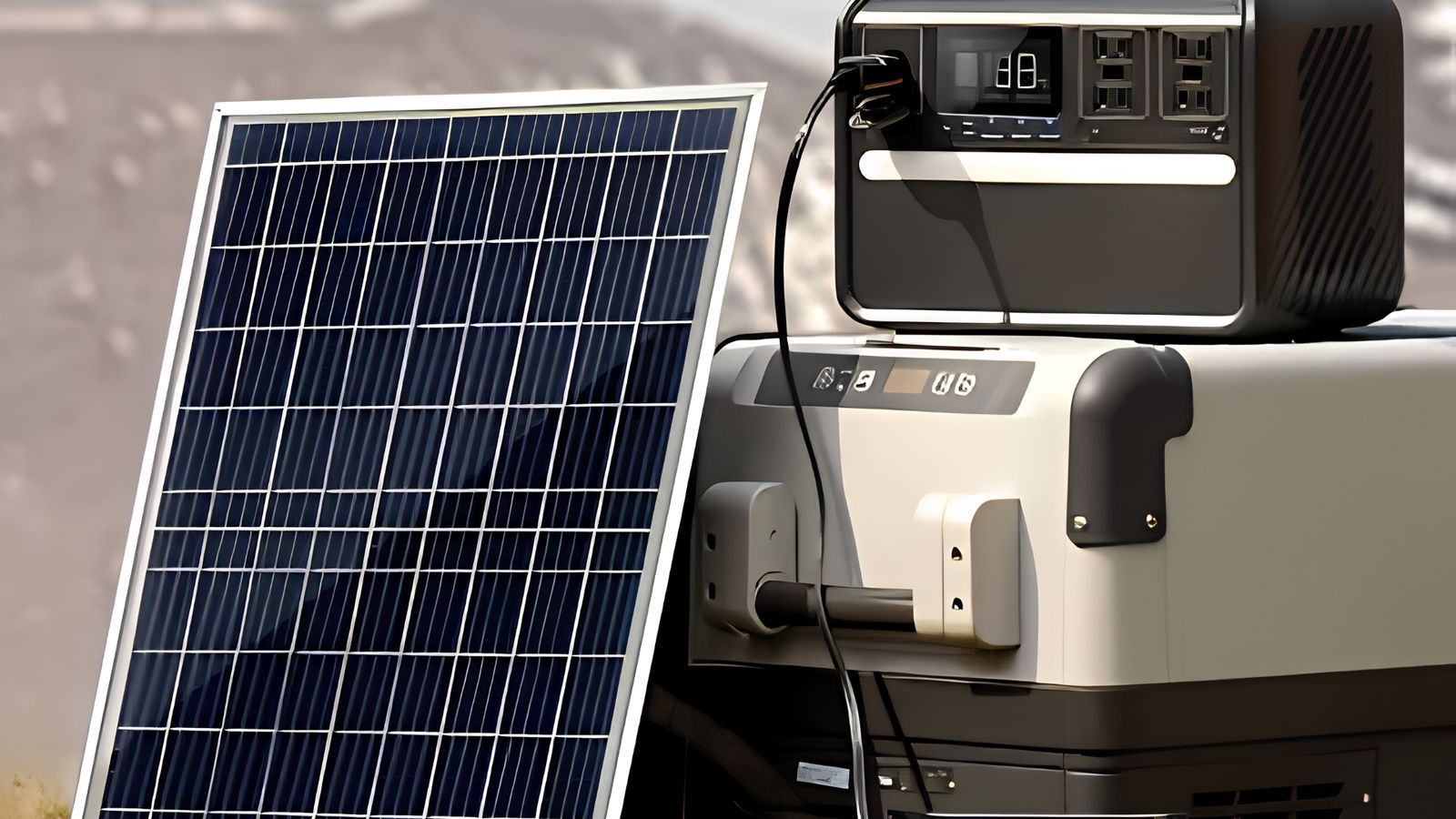 Solar panel charging a portable power station
