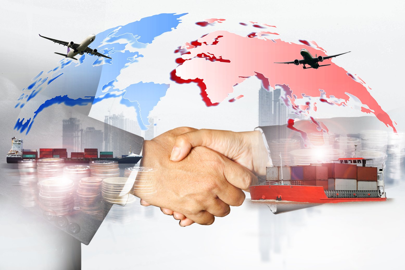 US and China import and exports concept